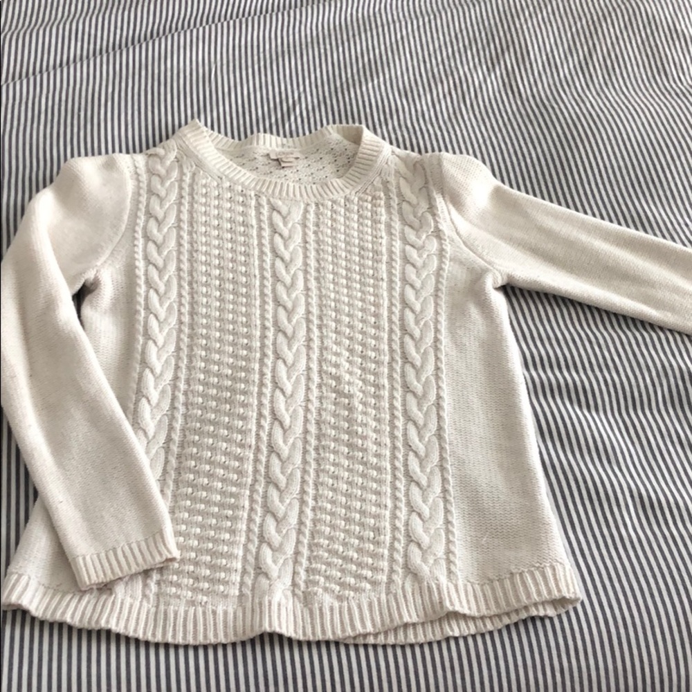 Cream J Crew Cable Knit Sweater